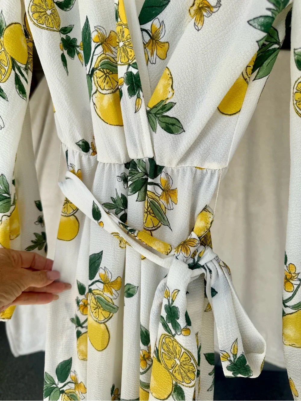 Lemon Print Faux Wrap Maxi Dress - Picture 6 of 13